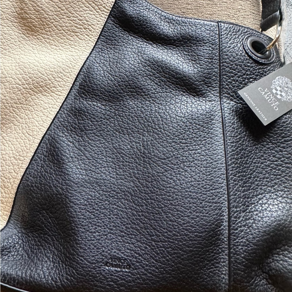 NEW Vince Camuto Black and Cream Leather Shoulder Bag - Picture 4 of 10